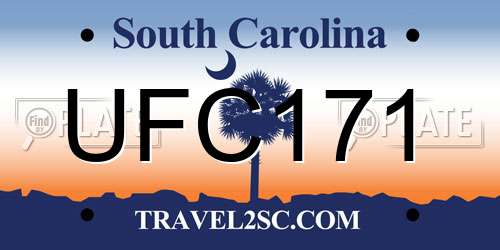 UFC171 South Carolina License Plate