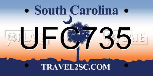 UFC735 South Carolina License Plate