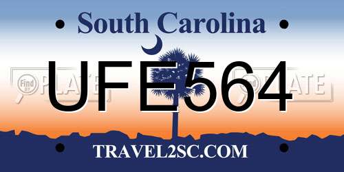 UFE564 South Carolina License Plate