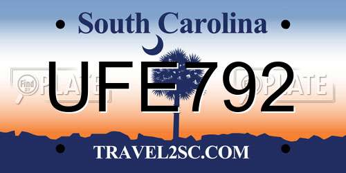 UFE792 South Carolina License Plate