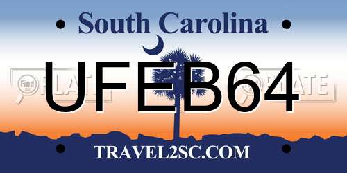 UFEB64 South Carolina License Plate