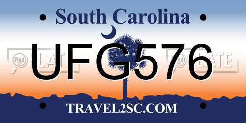 UFG576 South Carolina License Plate