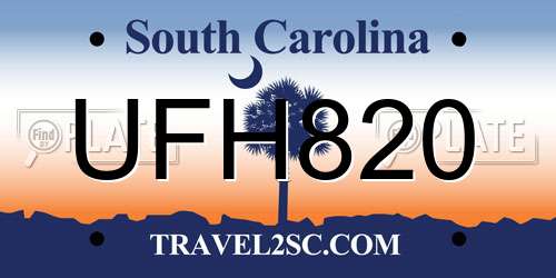 UFH820 South Carolina License Plate