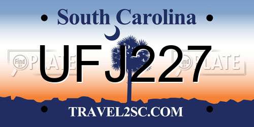 UFJ227 South Carolina License Plate