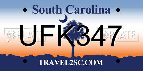 UFK347 South Carolina License Plate