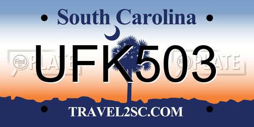 UFK503 South Carolina License Plate