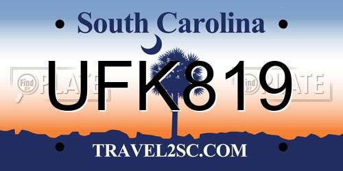UFK819 South Carolina License Plate