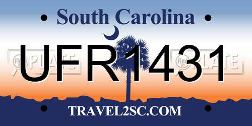 UFR1431 South Carolina License Plate