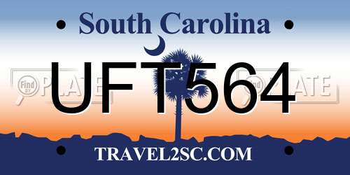 UFT564 South Carolina License Plate