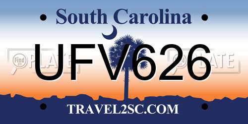 UFV626 South Carolina License Plate