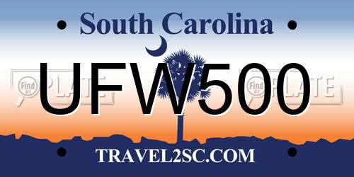 UFW500 South Carolina License Plate