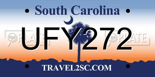 UFY272 South Carolina License Plate