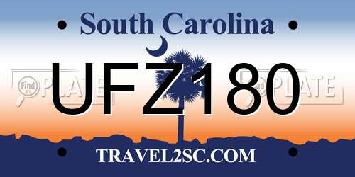 UFZ180 South Carolina License Plate