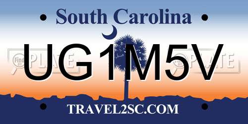 UG1M5V South Carolina License Plate