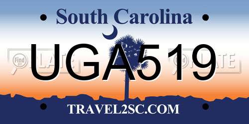 UGA519 South Carolina License Plate