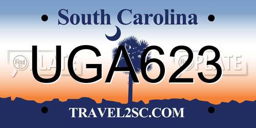 UGA623 South Carolina License Plate