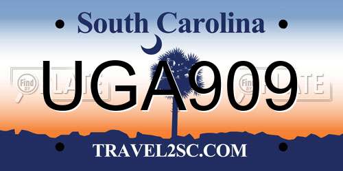 UGA909 South Carolina License Plate