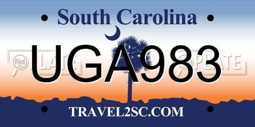 UGA983 South Carolina License Plate