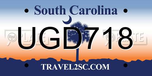 UGD718 South Carolina License Plate