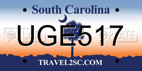 UGE517 South Carolina License Plate