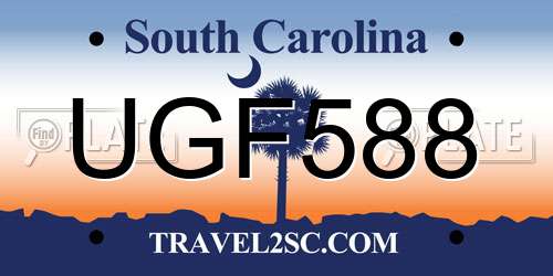 UGF588 South Carolina License Plate