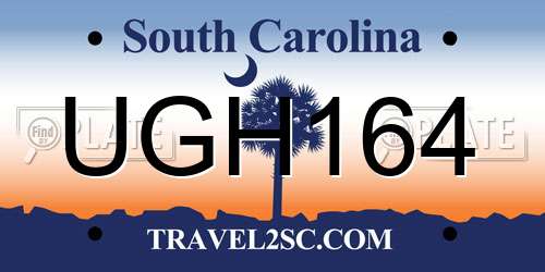 UGH164 South Carolina License Plate