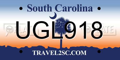 UGL918 South Carolina License Plate