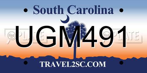 UGM491 South Carolina License Plate