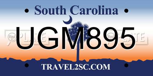 UGM895 South Carolina License Plate