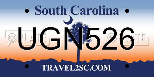 UGN526 South Carolina License Plate