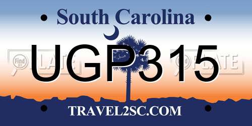 UGP315 South Carolina License Plate