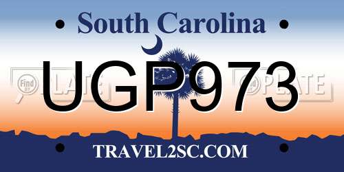 UGP973 South Carolina License Plate
