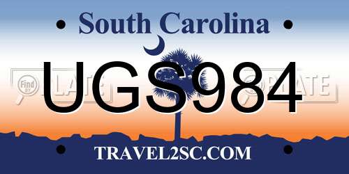 UGS984 South Carolina License Plate