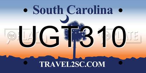 UGT310 South Carolina License Plate