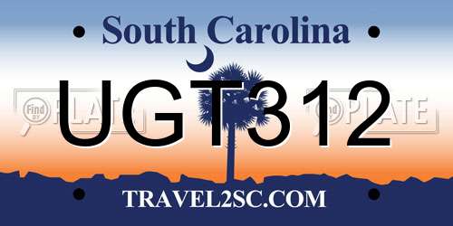 UGT312 South Carolina License Plate