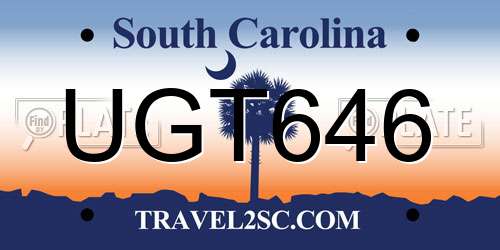 UGT646 South Carolina License Plate