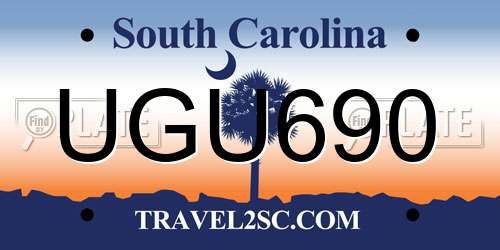 UGU690 South Carolina License Plate