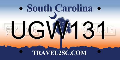 UGW131 South Carolina License Plate