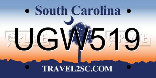 UGW519 South Carolina License Plate