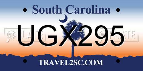 UGX295 South Carolina License Plate