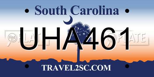 UHA461 South Carolina License Plate