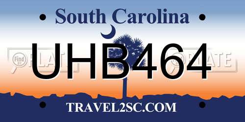UHB464 South Carolina License Plate