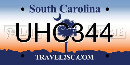 UHC344 South Carolina License Plate