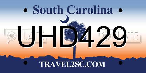 UHD429 South Carolina License Plate