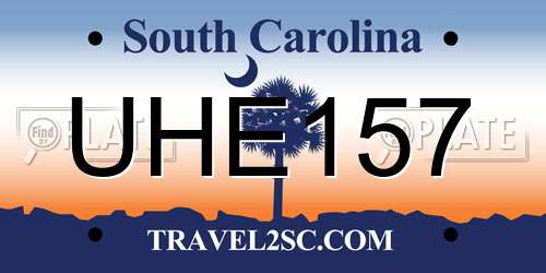 UHE157 South Carolina License Plate