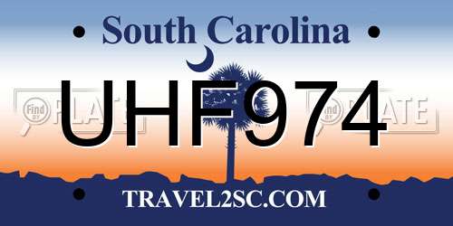 UHF974 South Carolina License Plate