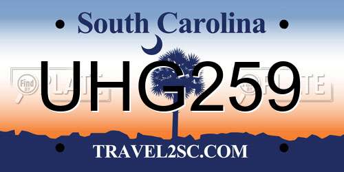 UHG259 South Carolina License Plate