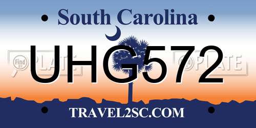 UHG572 South Carolina License Plate