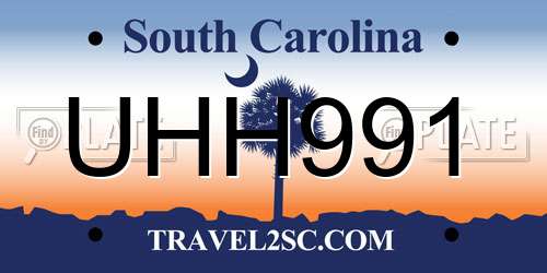 UHH991 South Carolina License Plate