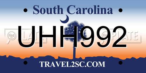 UHH992 South Carolina License Plate